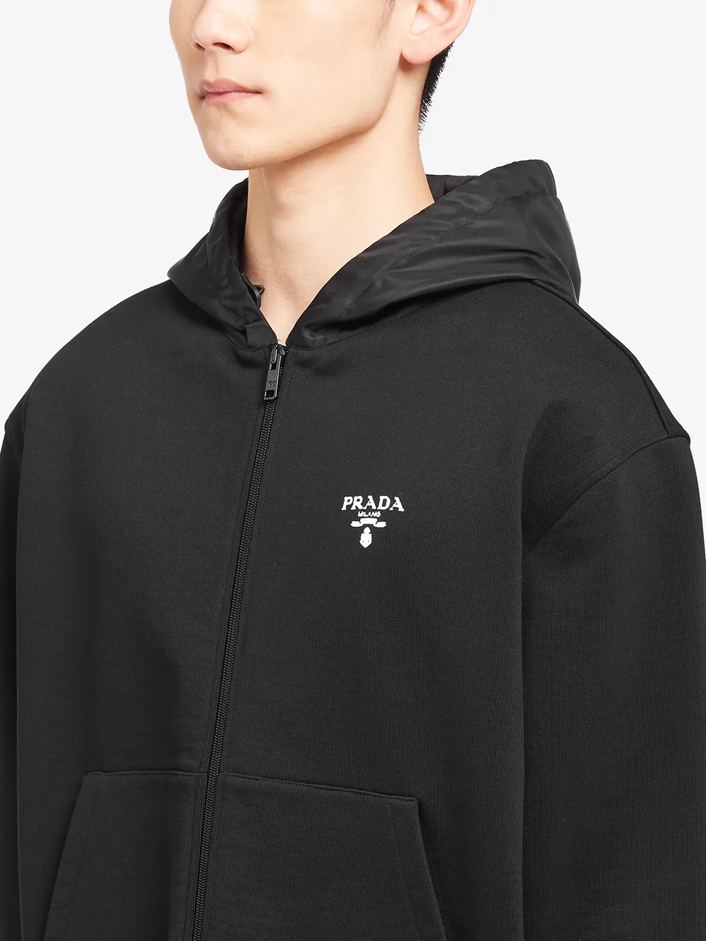 プラダ新品タグ付　プラダPRADA ジップ　パーカー　フーディ　S M ブラック