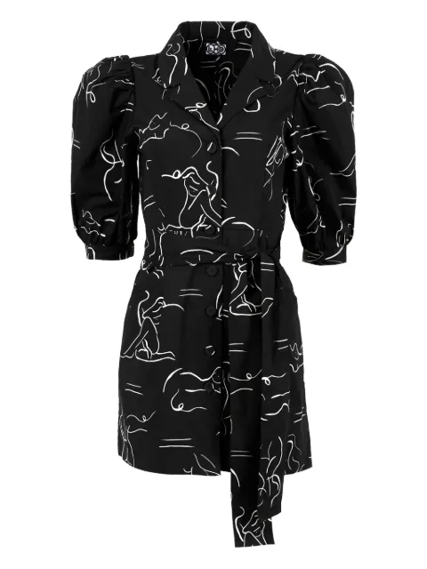Lhd puff sleeve print dress
