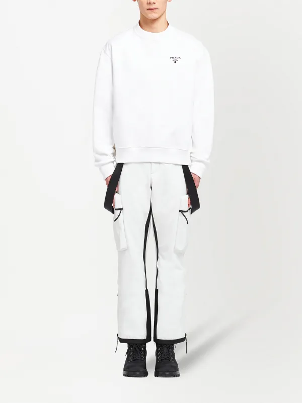 PRADA＊Cotton fleece sweatshirt スウェットシャツ＊送料込 Prada logo-print Fleece Sweatshirt | White | FARFETCH