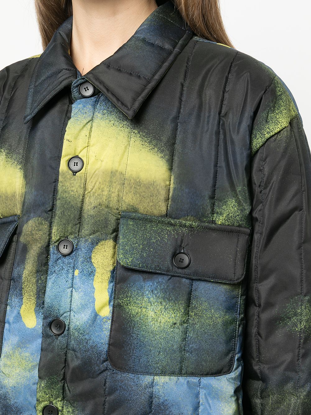 tie dye-print padded coat