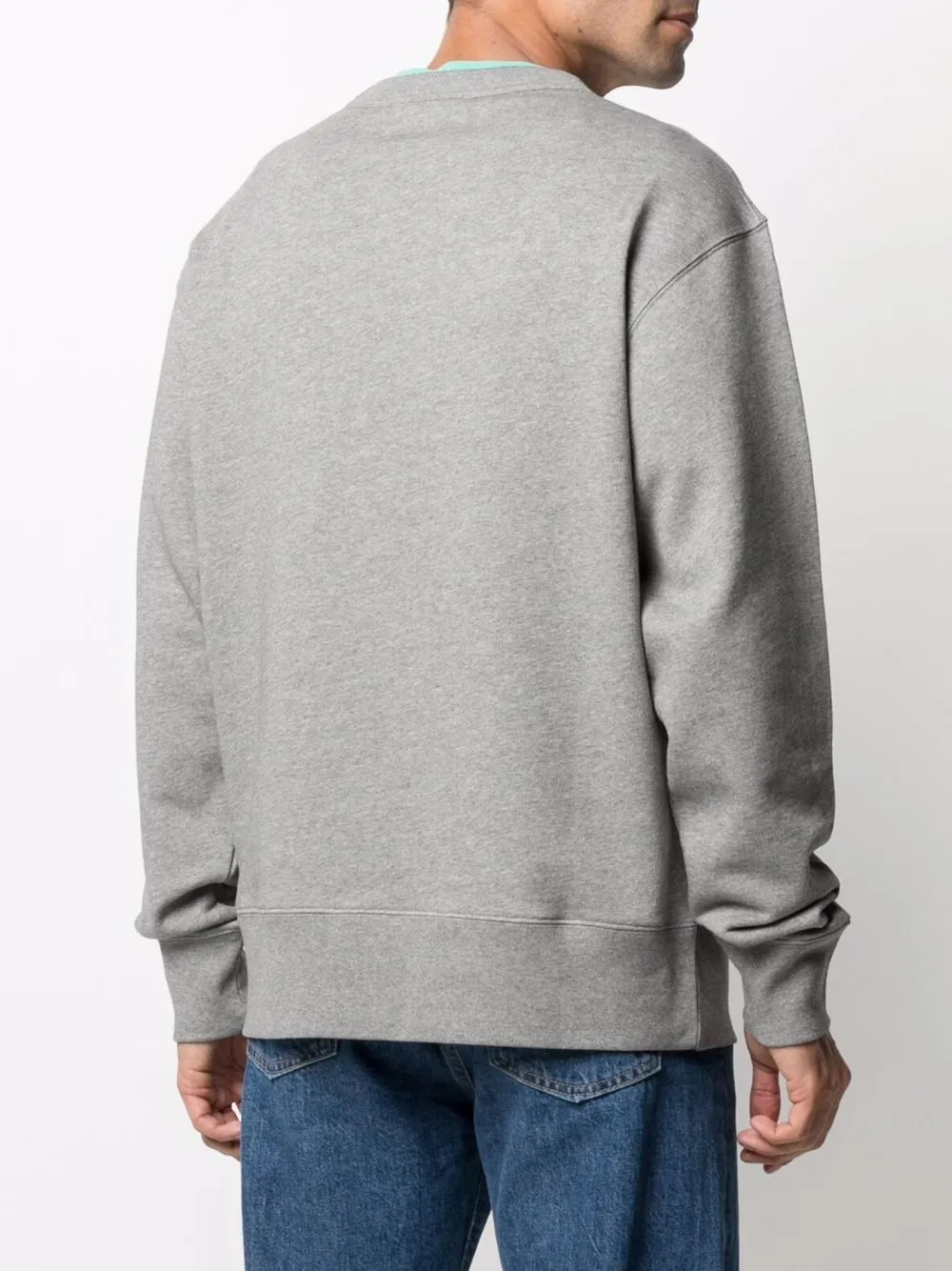 Shop Acne Studios Face-patch Crew Neck Sweatshirt In Grey