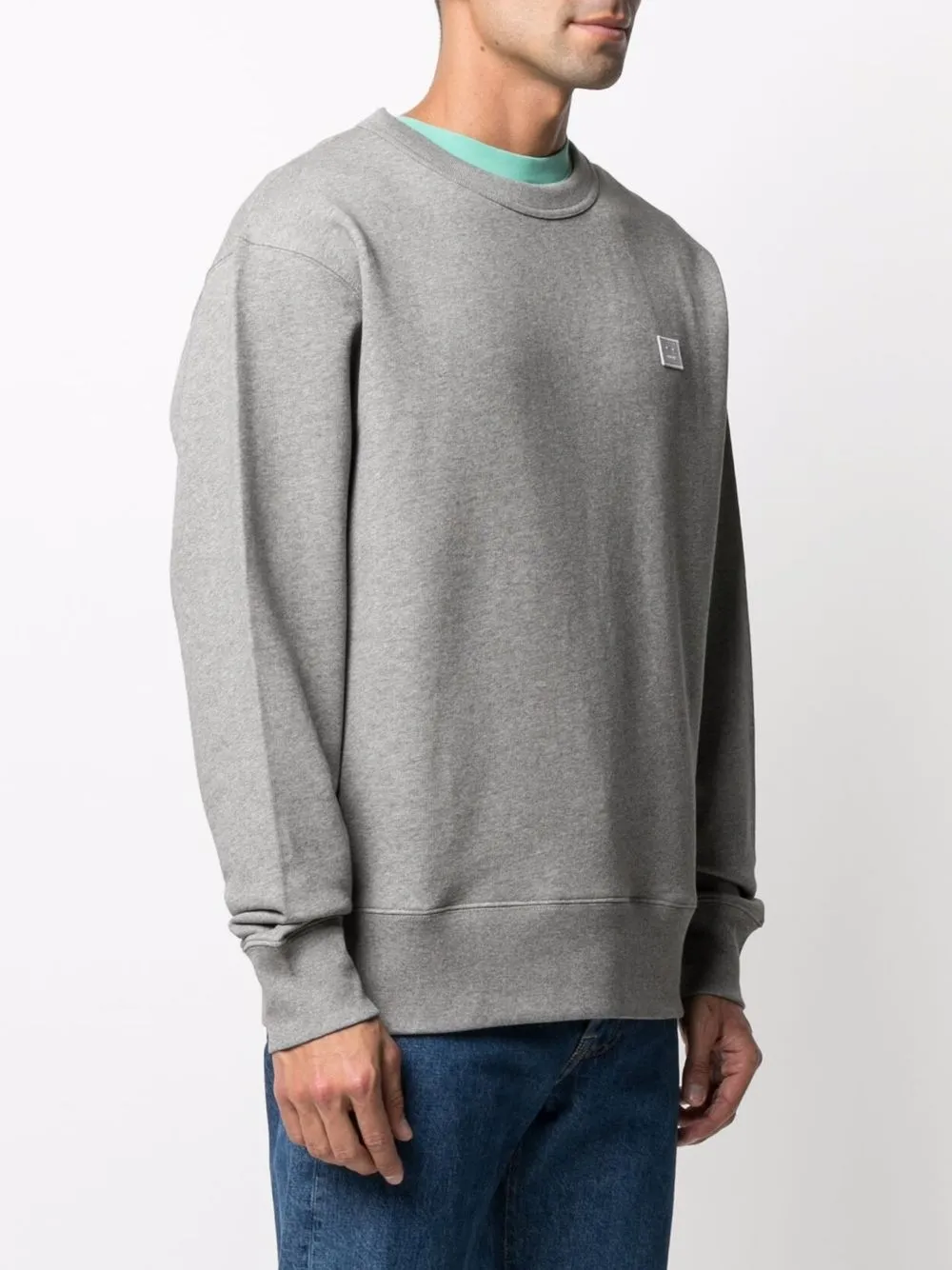 Shop Acne Studios Face-patch Crew Neck Sweatshirt In Grey