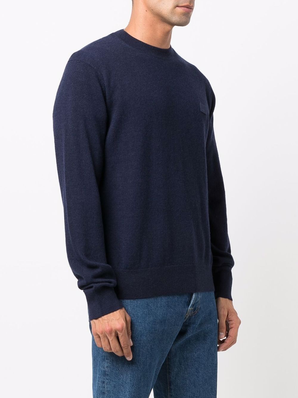 Shop Acne Studios Face-patch Wool Jumper In Blau