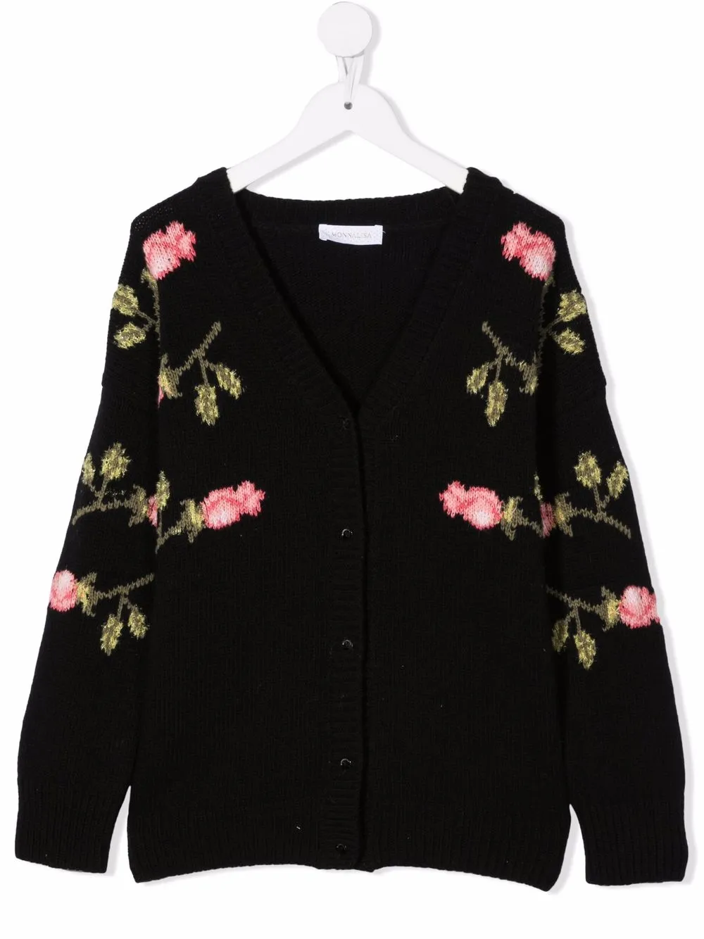 

Monnalisa floral intarsia wool cardigan - Black
