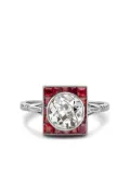 Pragnell Vintage 1911-1940 platinum Art Deco ruby plaque and diamond ring - Silver