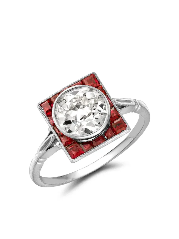 Pragnell Vintage 1911-1940 Platinum Art Deco Ruby Plaque And Diamond Ring  Silver FARFETCH PH