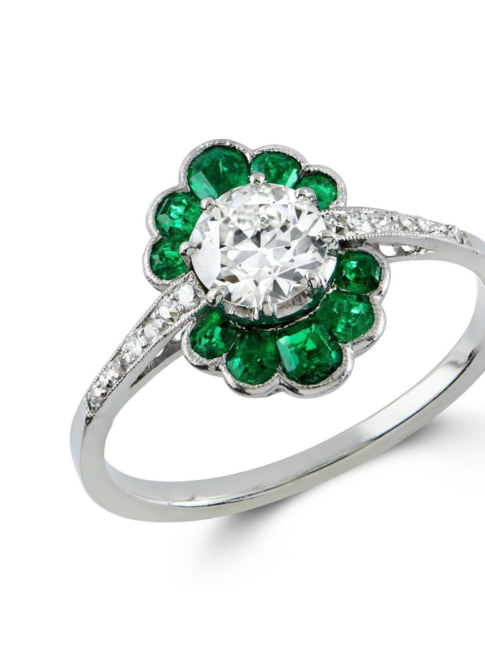 фото Pragnell vintage art deco diamond emerald ring