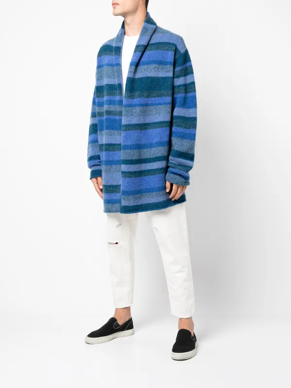 the elder statesman striped cashmere cardigan