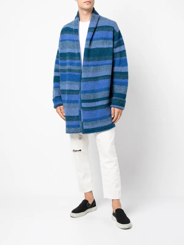 the elder statesman striped cashmere cardigan