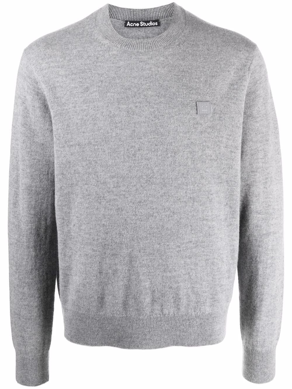 Acne Studios Face-patch Wool Jumper In Grey