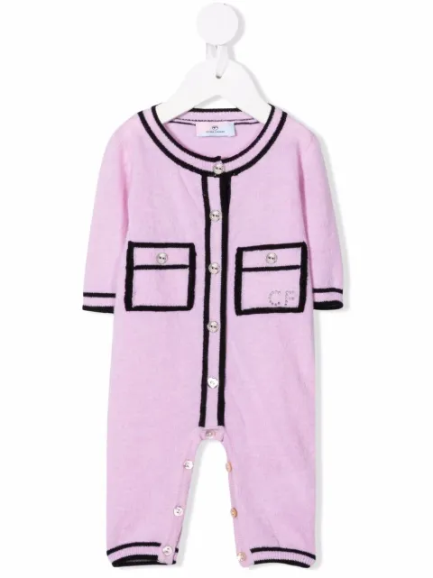 Monnalisa two-tone knitted romper - FARFETCH Monnalisa two-tone Knitted Romper  - Farfetch
