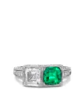 Pragnell Vintage 1911-1940 platinum Art Deco diamond emerald ring - Silver