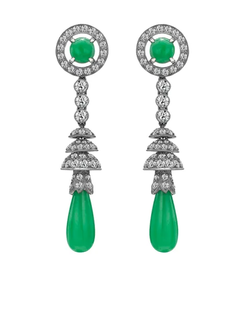 Pragnell Vintage aretes Art Deco con piedras jade y diamantes