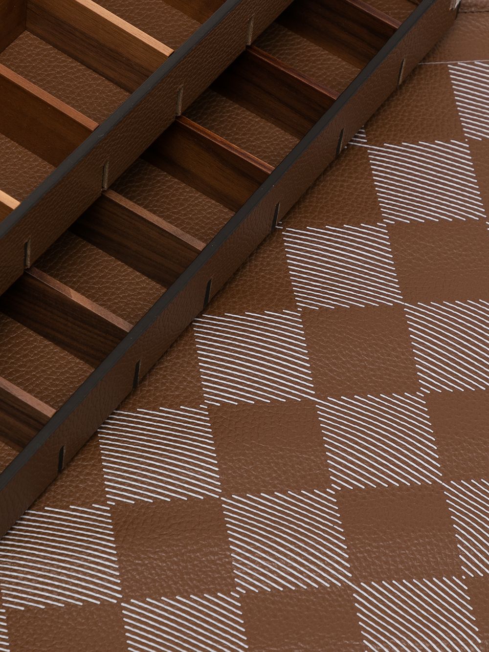 Shop Pinetti Leather-trim Wood Storage Tray In Braun