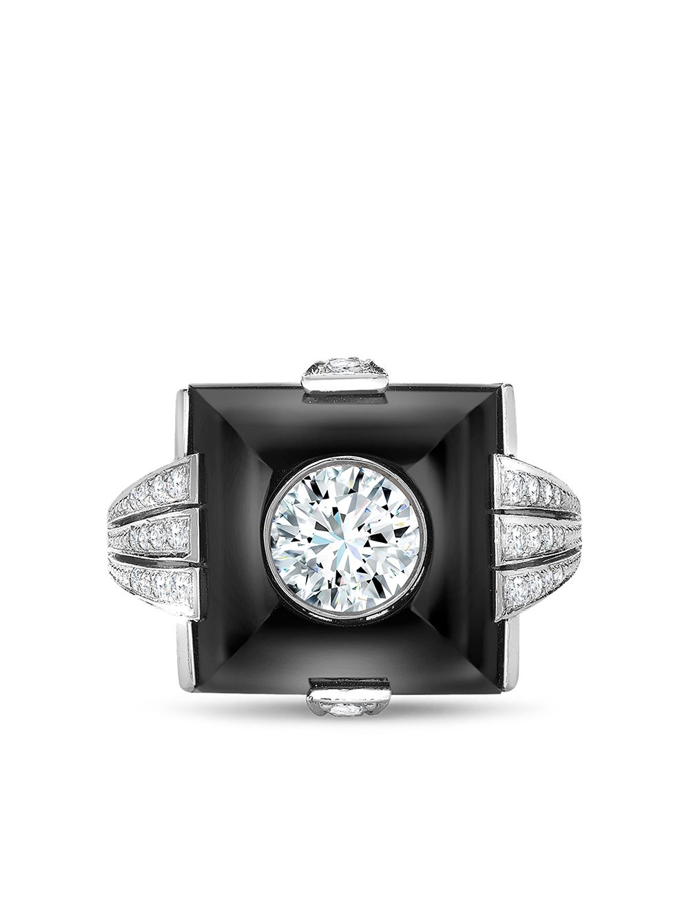 фото Pragnell vintage diamond onyx cocktail ring