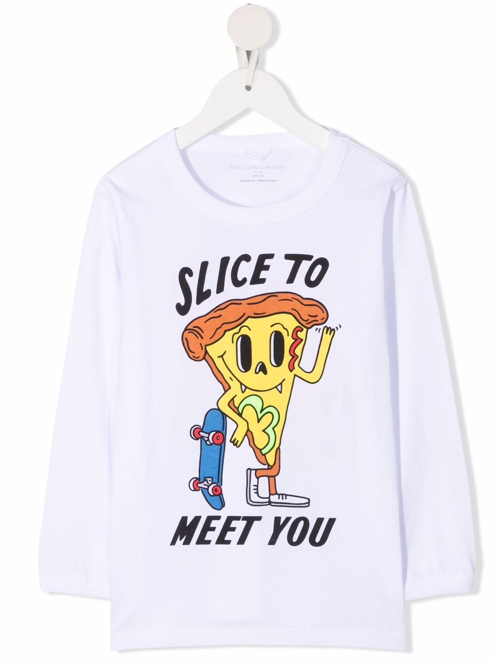 Stella Mccartney Pizza-print Cotton T-shirt In Weiss