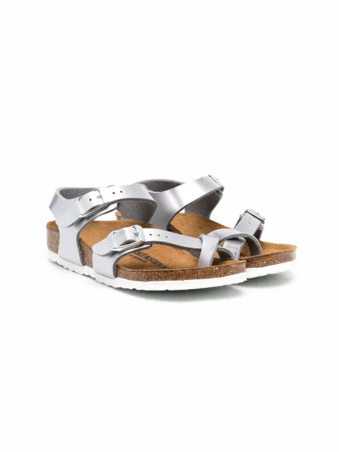 Birkenstock Kids Taormina metallic-effect sandals