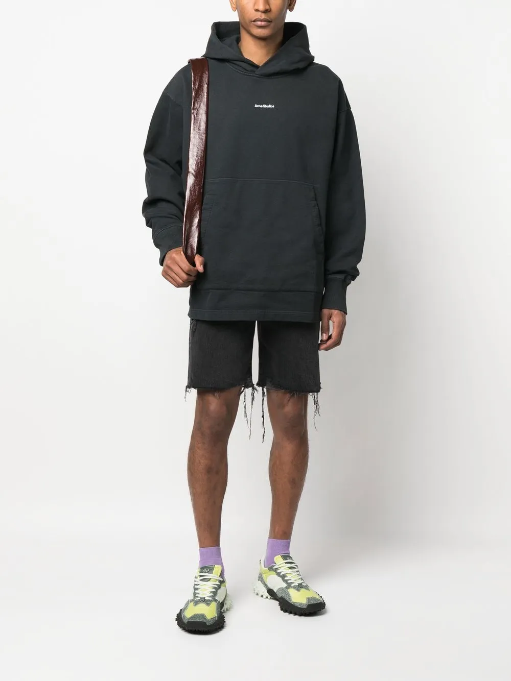 Shop Acne Studios Logo-print Oversized Hoodie In Black