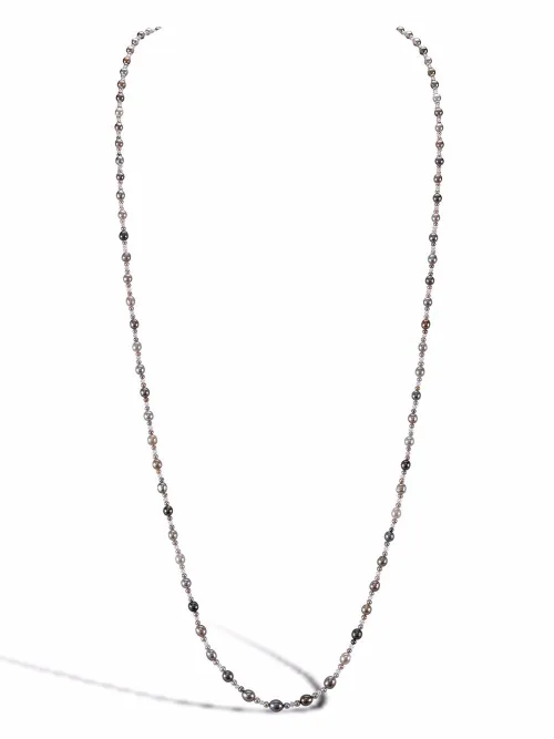 Collier en or blanc 18ct serti de diamants et de perles - Pragnell Vintage - Modalova