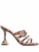 Image 1 of Amina Muaddi Robyn leopard-print crystal-buckle sandals