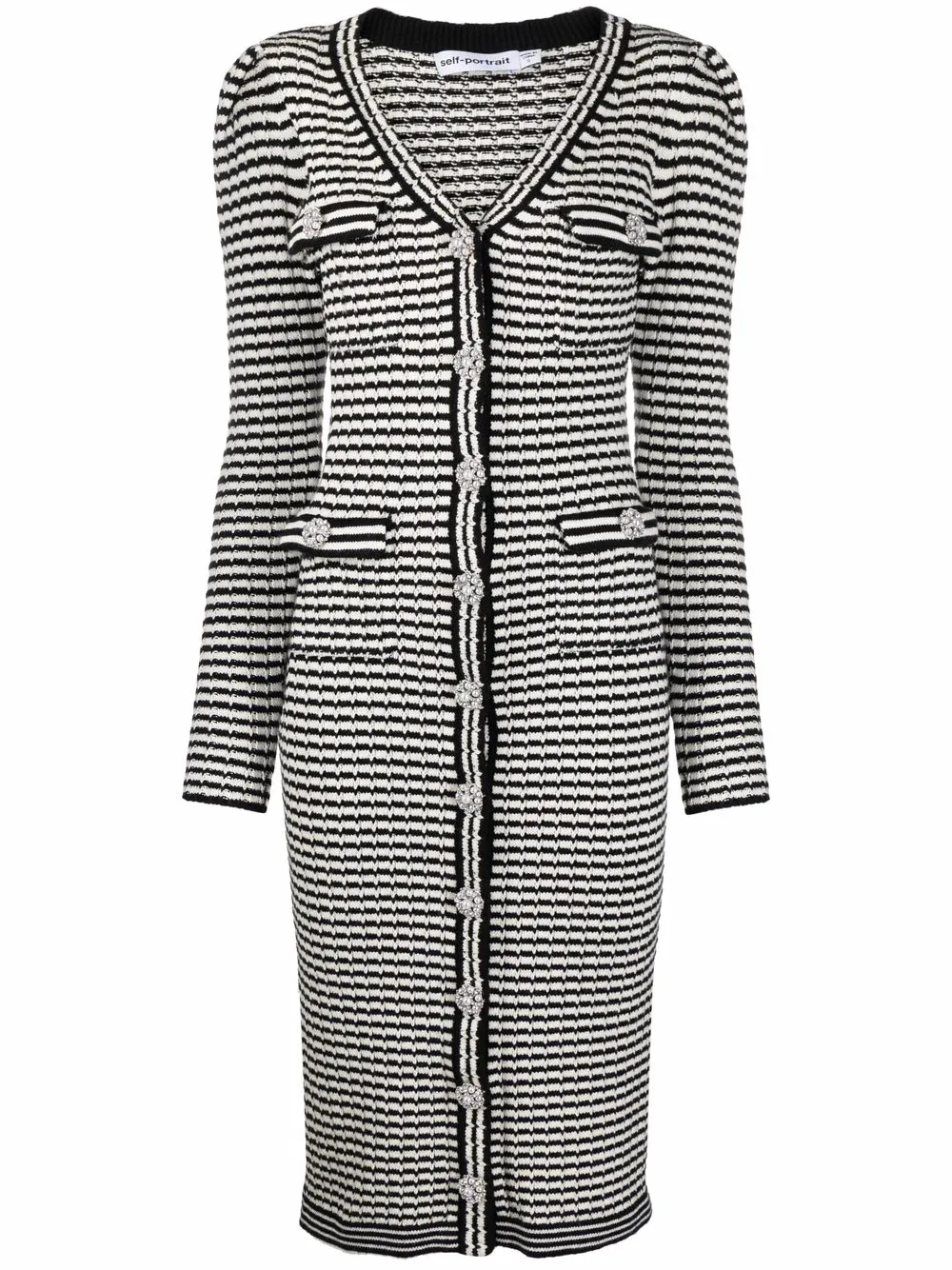 Self Portrait Striped Knit Cardigan Dress Farfetch