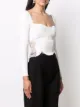 Self-Portrait ribbed lace-detail crop top