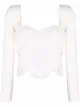 Image 1 of Self-Portrait ribbed lace-detail crop top