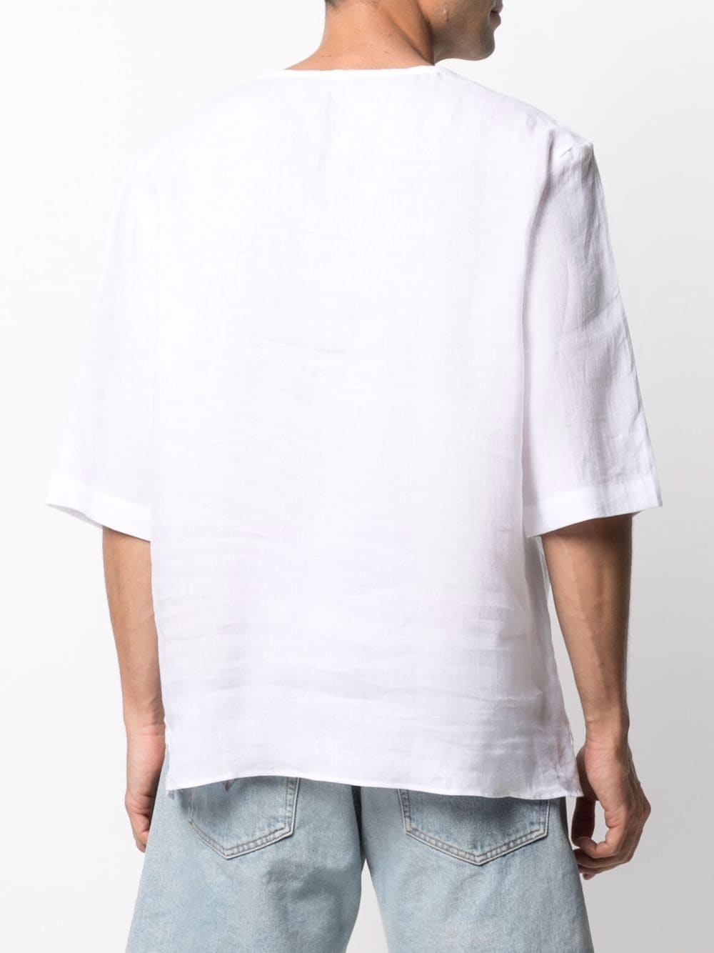 Shop Dell'oglio Short-sleeve Linen T-shirt In Weiss