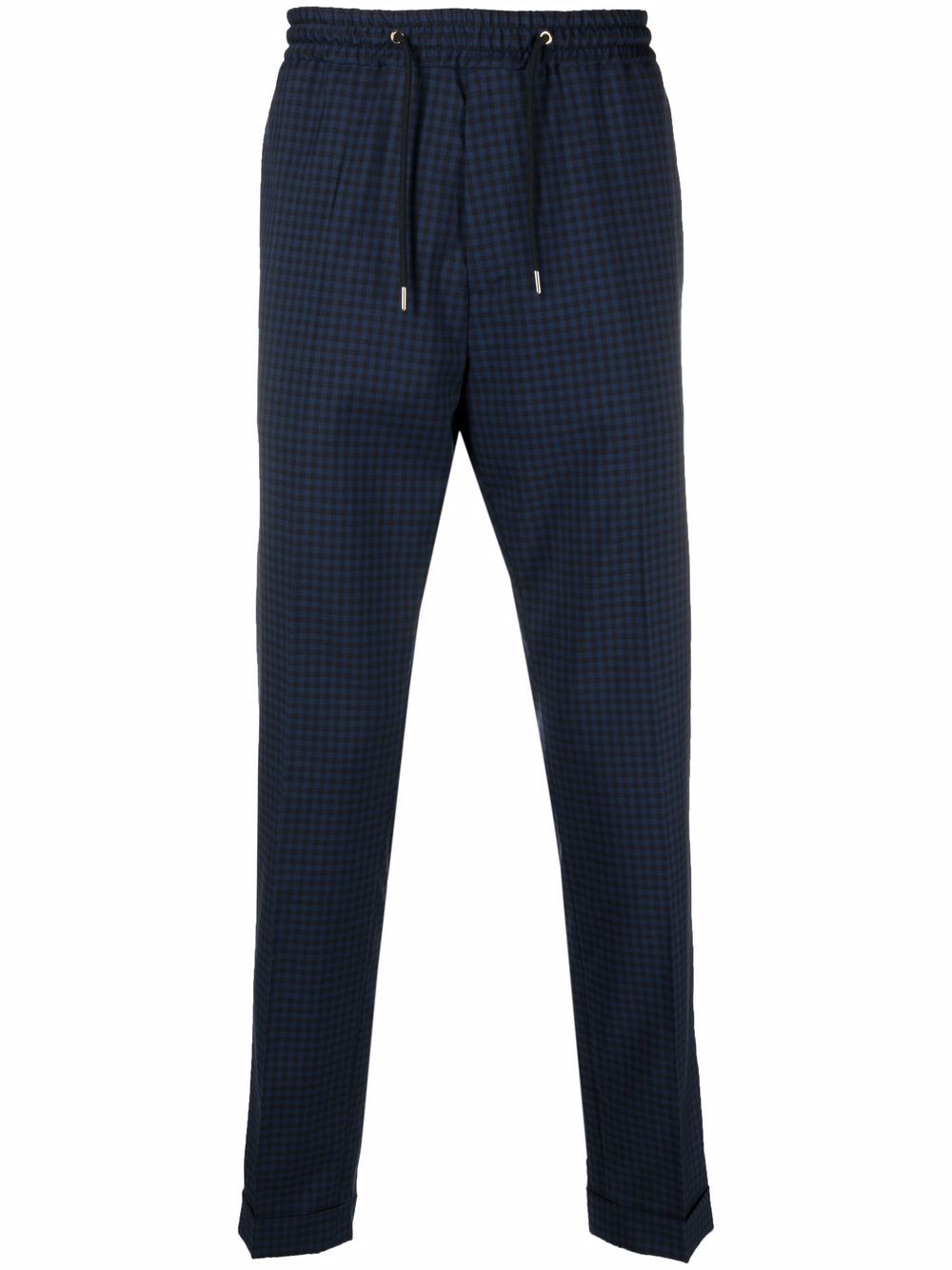 Shop Paul Smith Dart-detail Check-pattern Drawstring Trousers In Blue