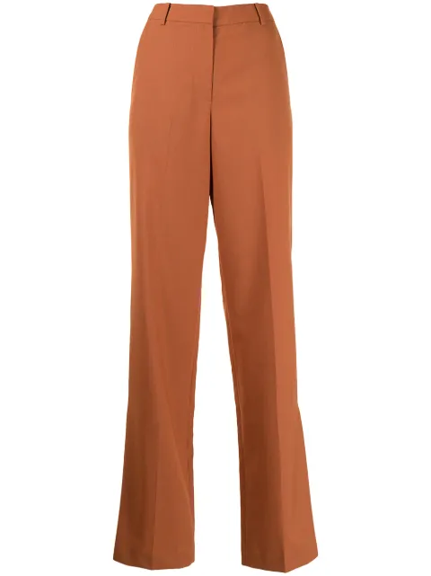 pushBUTTON high-waist flared trousers