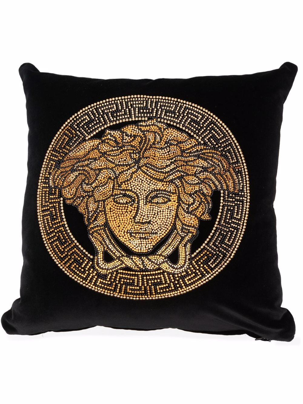 Shop Versace Icon Studded Cushion (45cmx45cm) In Black