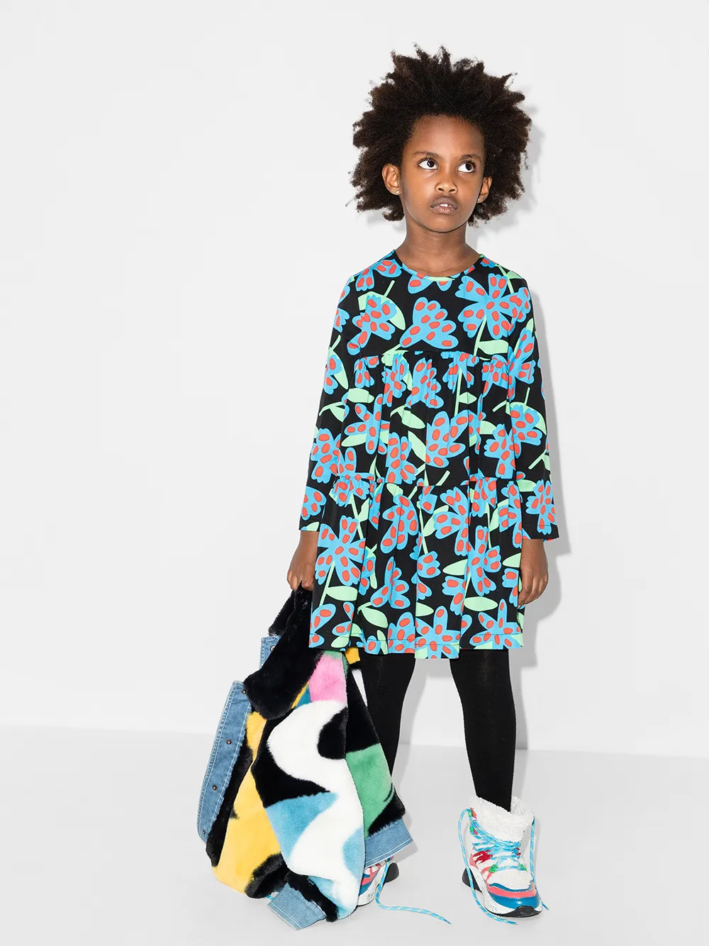 фото Stella mccartney kids твиловое платье с принтом spotty flowers