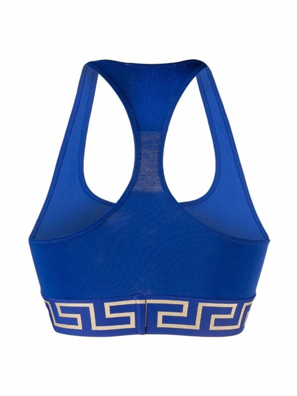 Greca-motif stretch-cotton sports bra