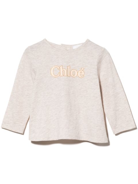 Chloé Kids glitter logo print T-shirt