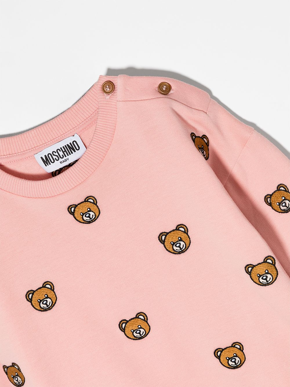 Shop Moschino Teddy Bear Cotton Sweatshirt In Pink