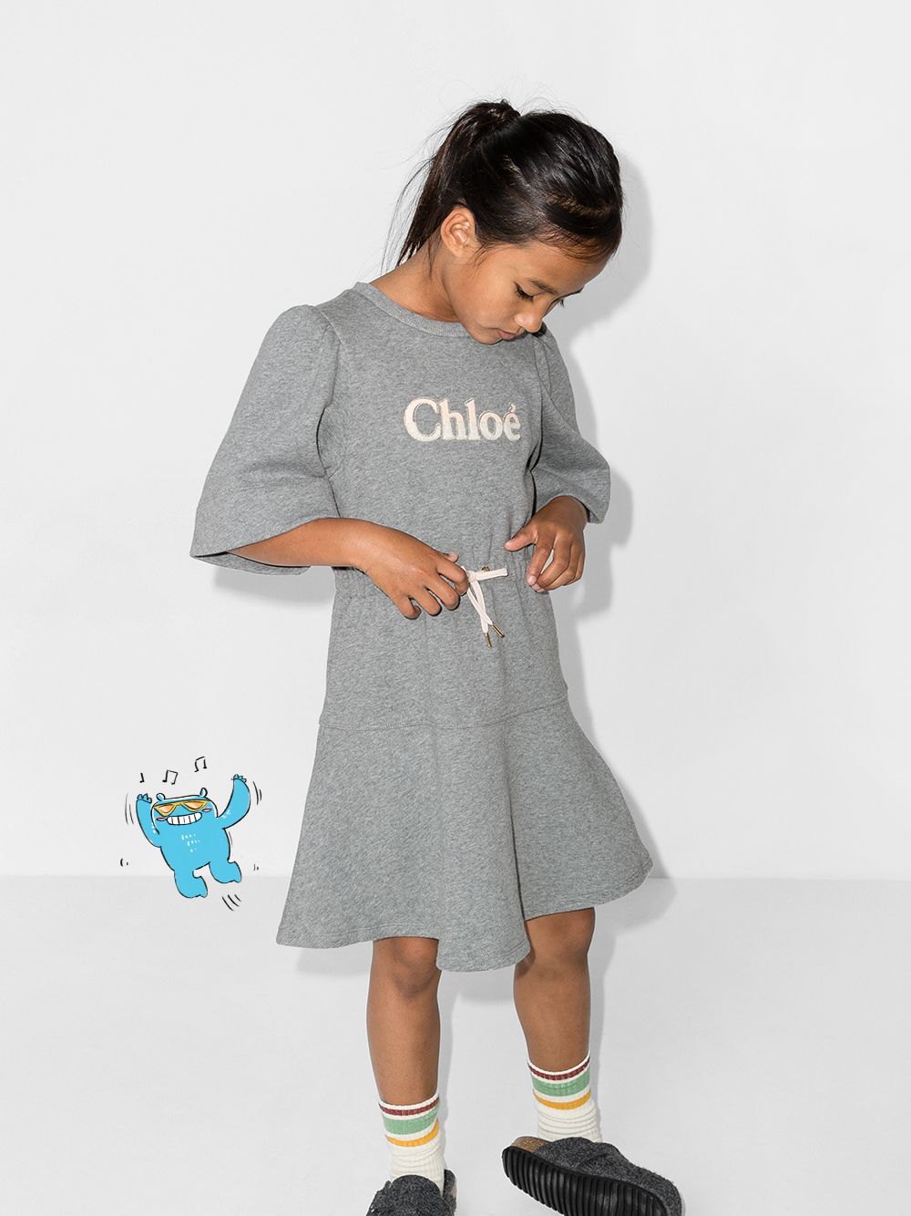 фото Chloé kids платье с кулиской и логотипом