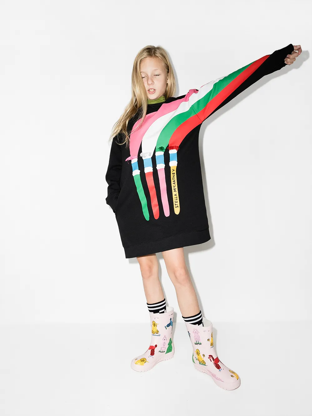 фото Stella mccartney kids платье-футболка paintbrushes