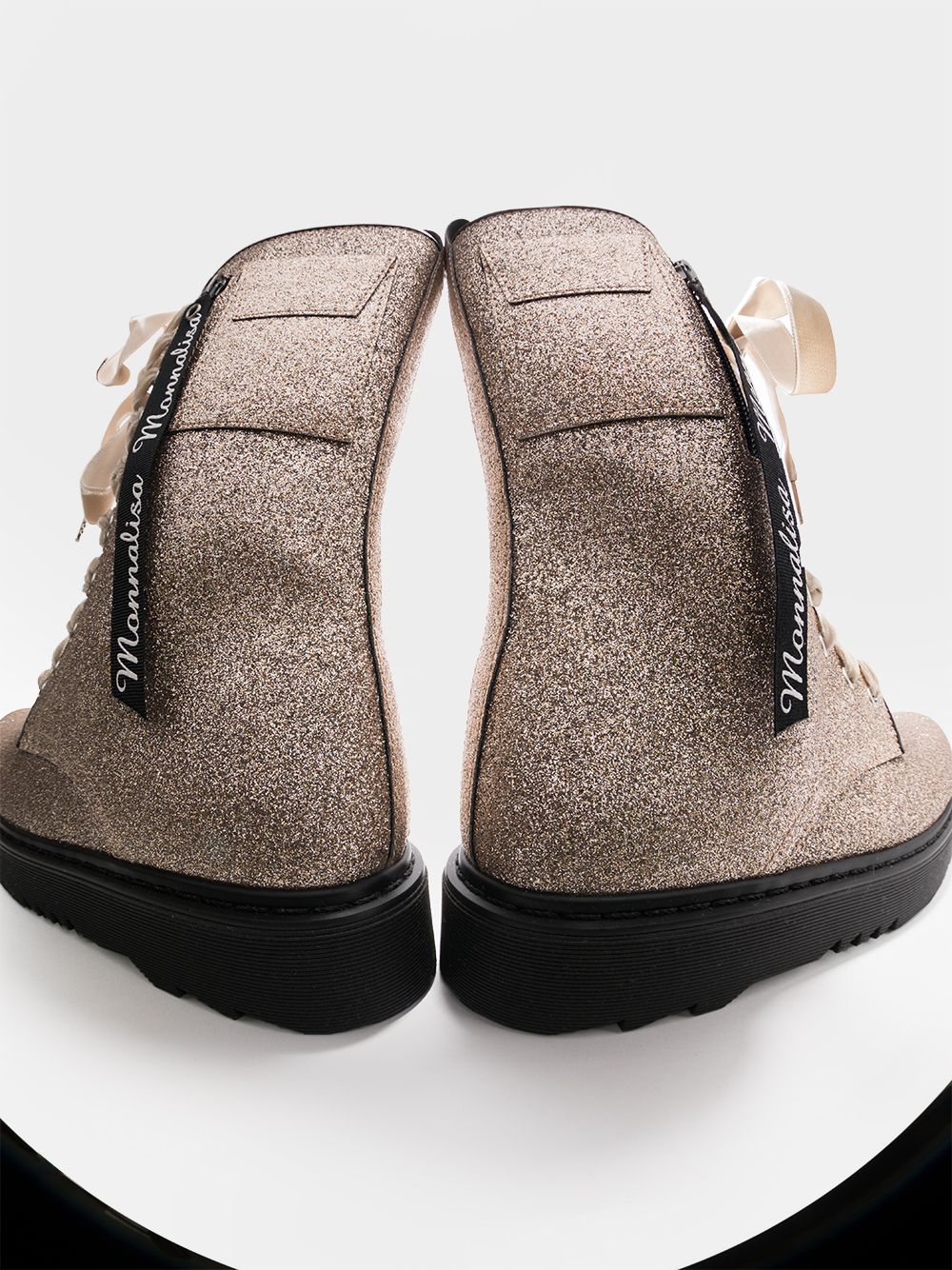 фото Monnalisa ботинки на шнуровке с блестками