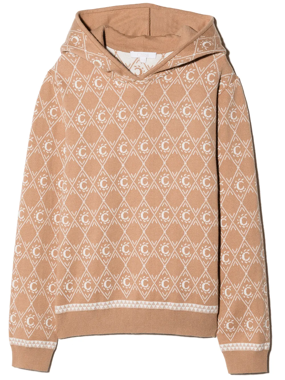 

Chloé Kids intarsia-knit logo hoodie - Neutrals