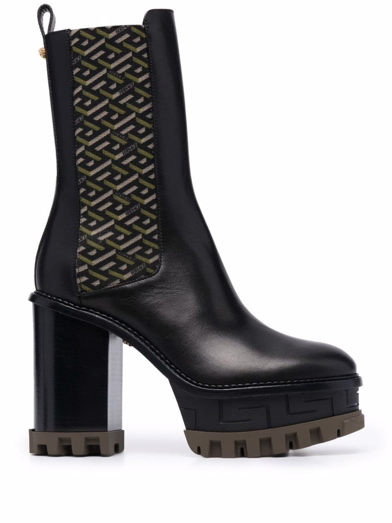 Versace platform-sole block-heel boots black | MODES