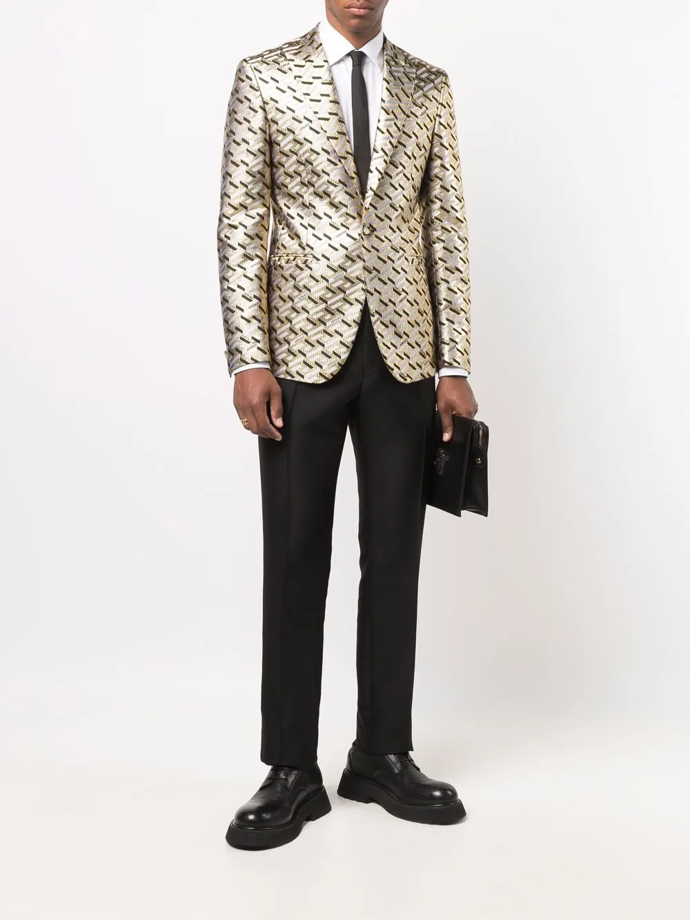 Image 2 of Versace Greca-pattern single-breasted blazer
