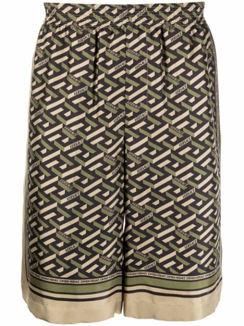 Versace Greca-print silk shorts