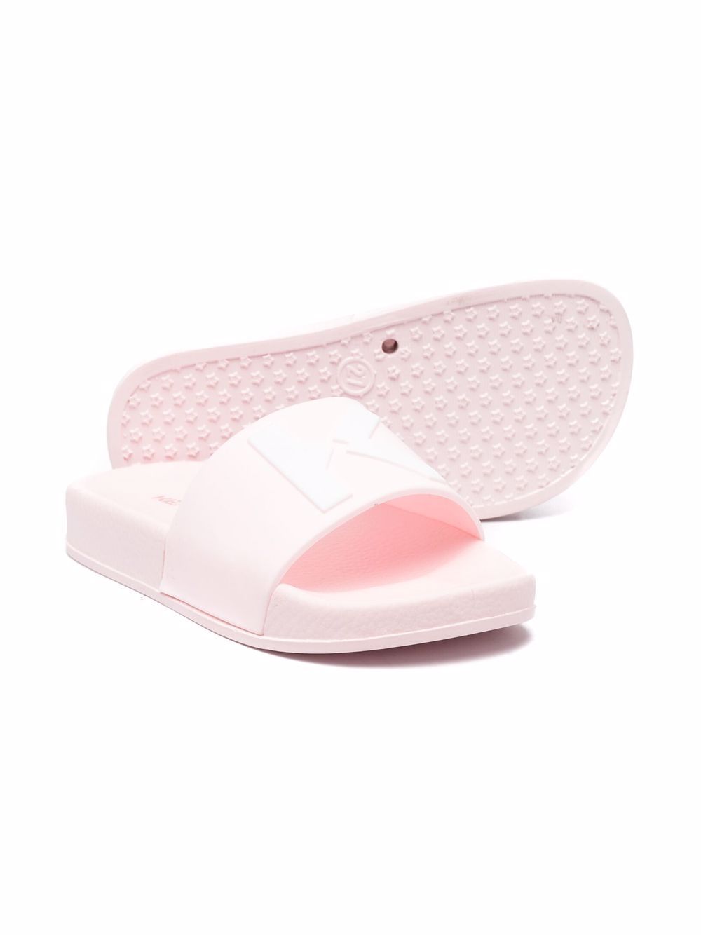 Shop Kenzo Debossed-logo Flat Slides In Rosa