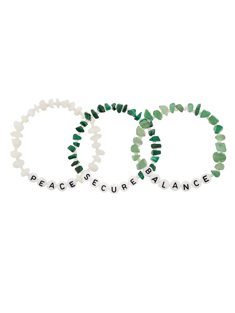 Image 1 of TBalance Crystals Secure Balance Peace set of three bracelets