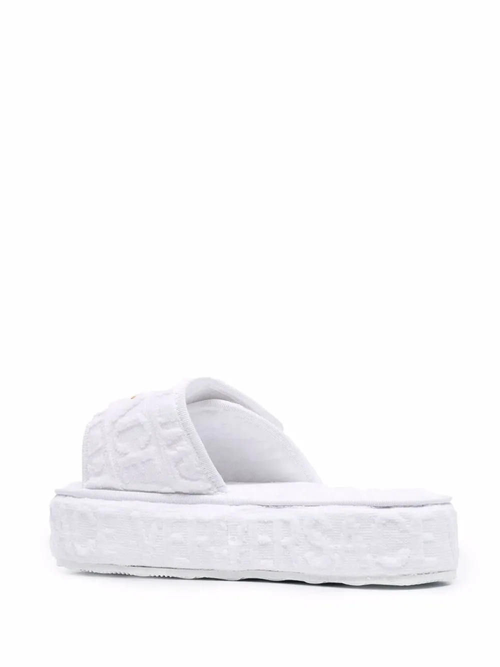 Versace Womens Z4001 White Tessuto Logo-emrboidered Cotton Slippers 6 In White