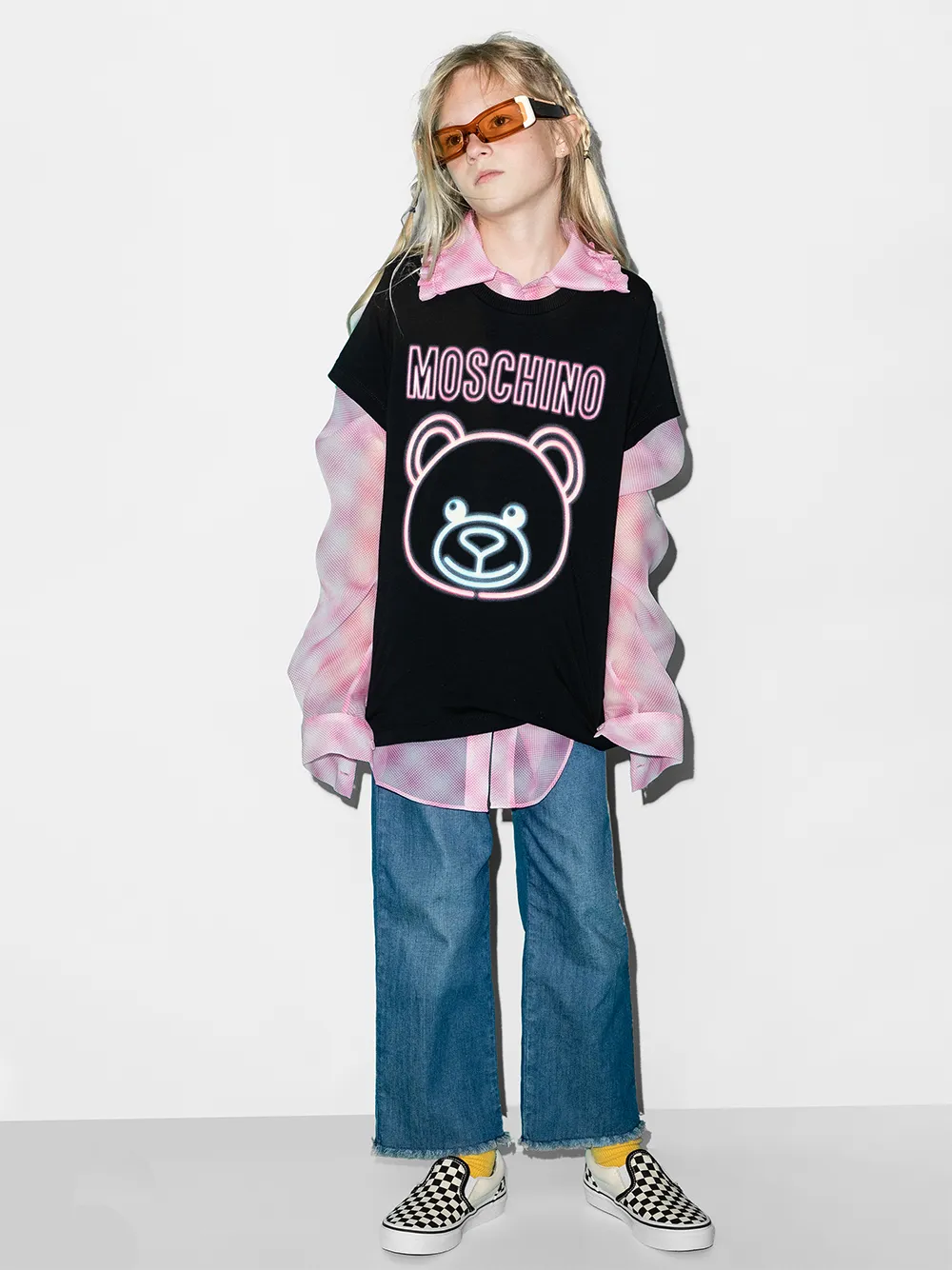 фото Moschino kids футболка с принтом neon teddy