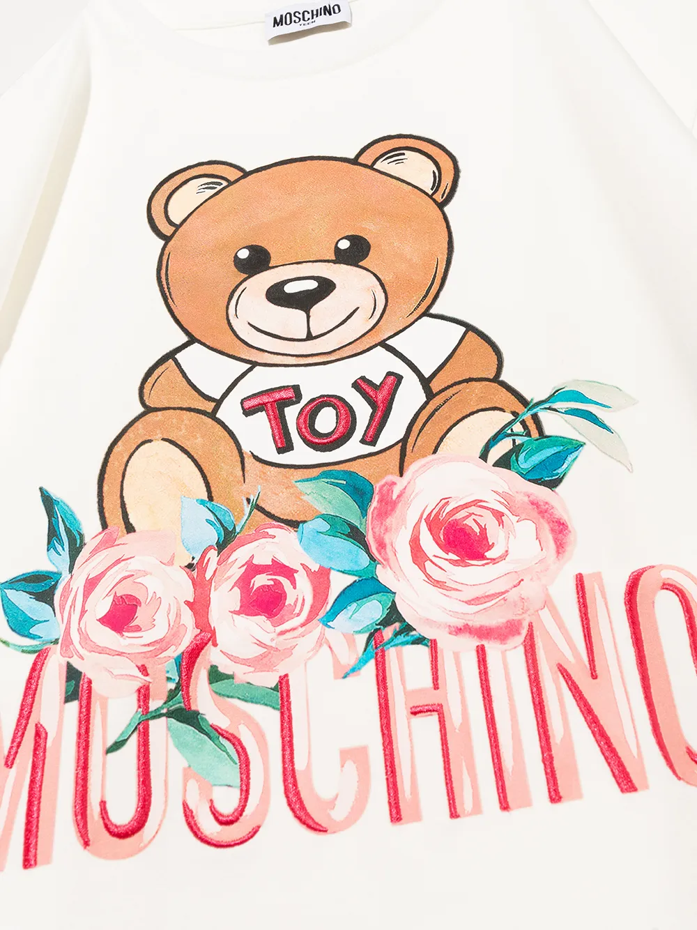 фото Moschino kids футболка roses teddy bear