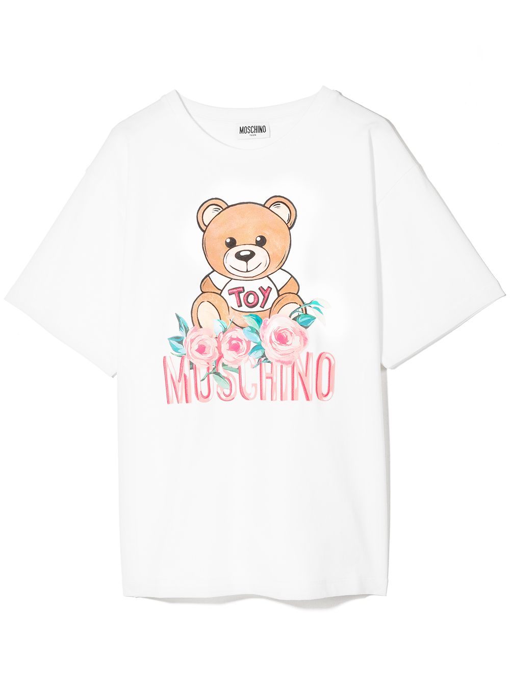 фото Moschino kids футболка roses teddy bear