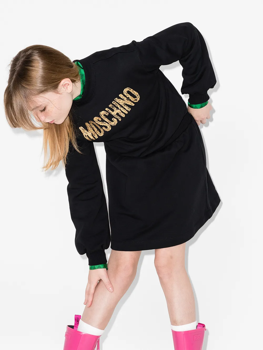 фото Moschino kids платье-свитер с логотипом