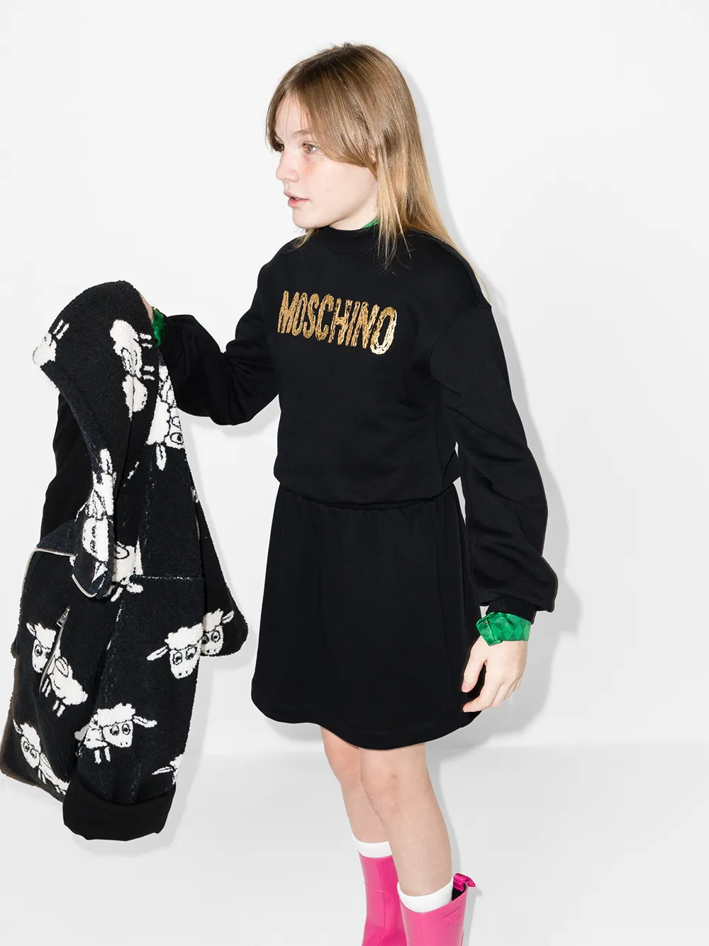 фото Moschino kids платье-свитер с логотипом